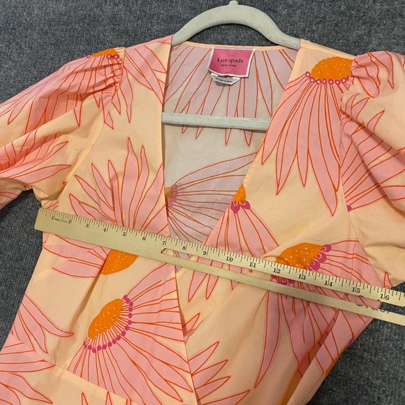 Kate Spade NY Midi Dress 0 XS Pink Falling Flower Wrap Short Sleeve Runway - Picture 10 of 15